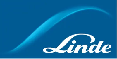 The logo of Linde in blue with white background.
